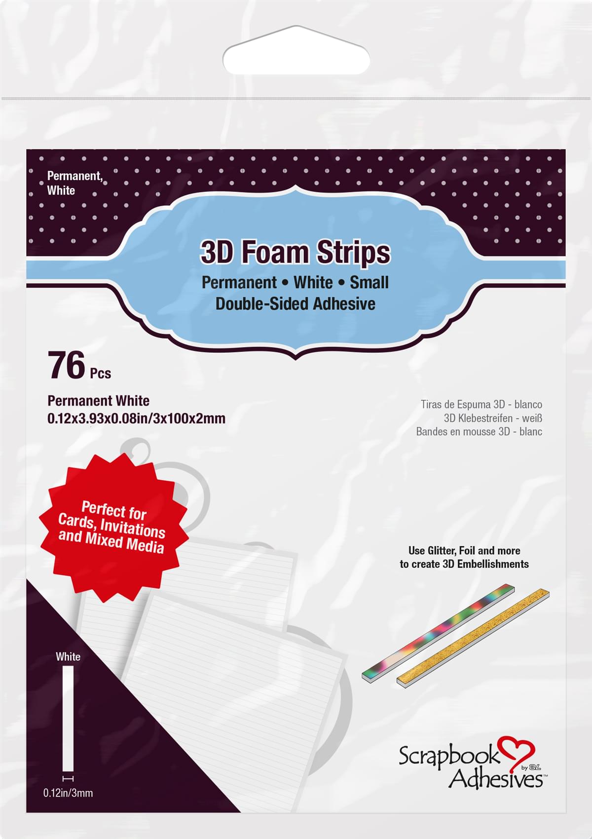3D Foam Strips White - Whimsy Stamps