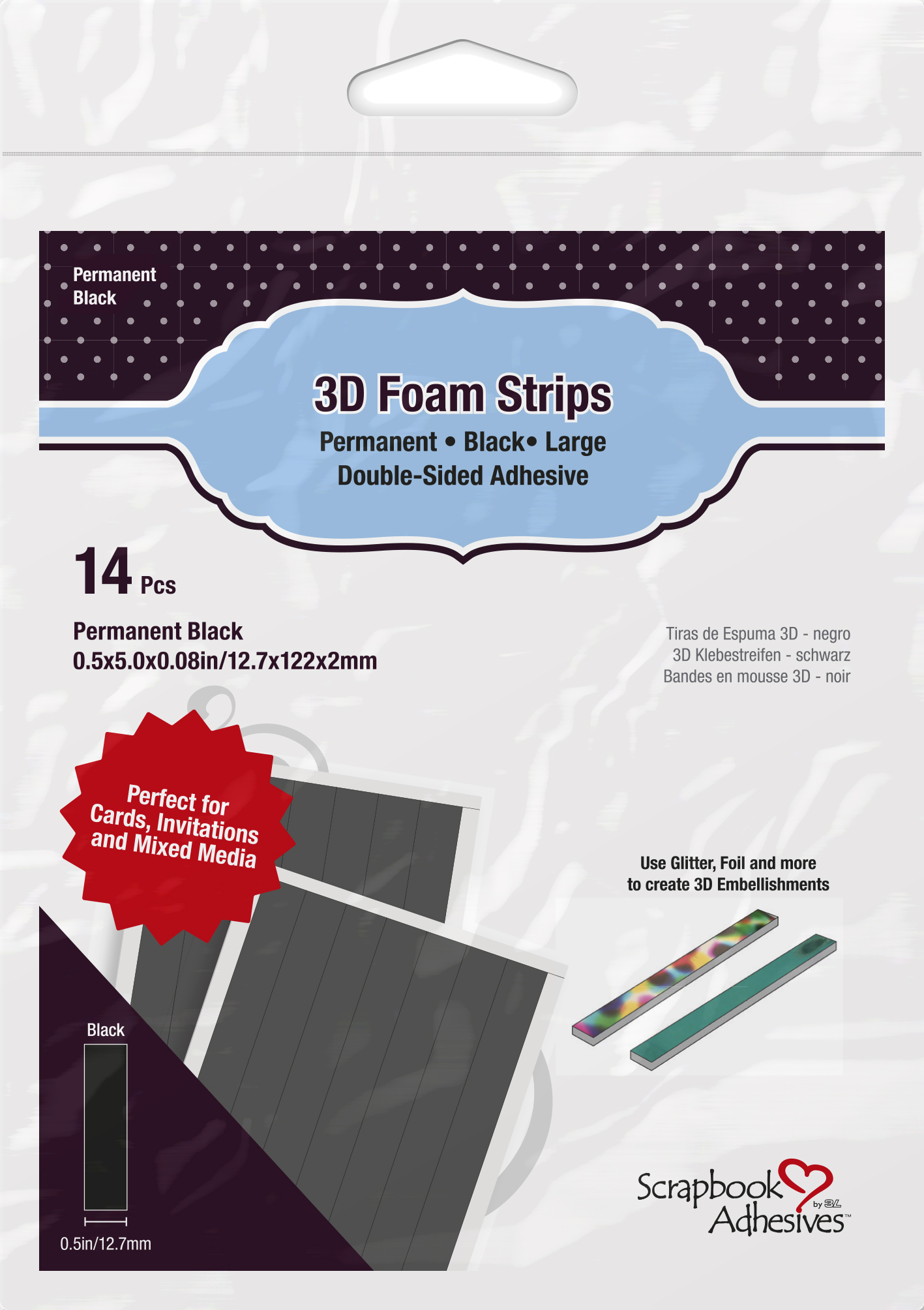 3D Foam Strips Large Black - Whimsy Stamps