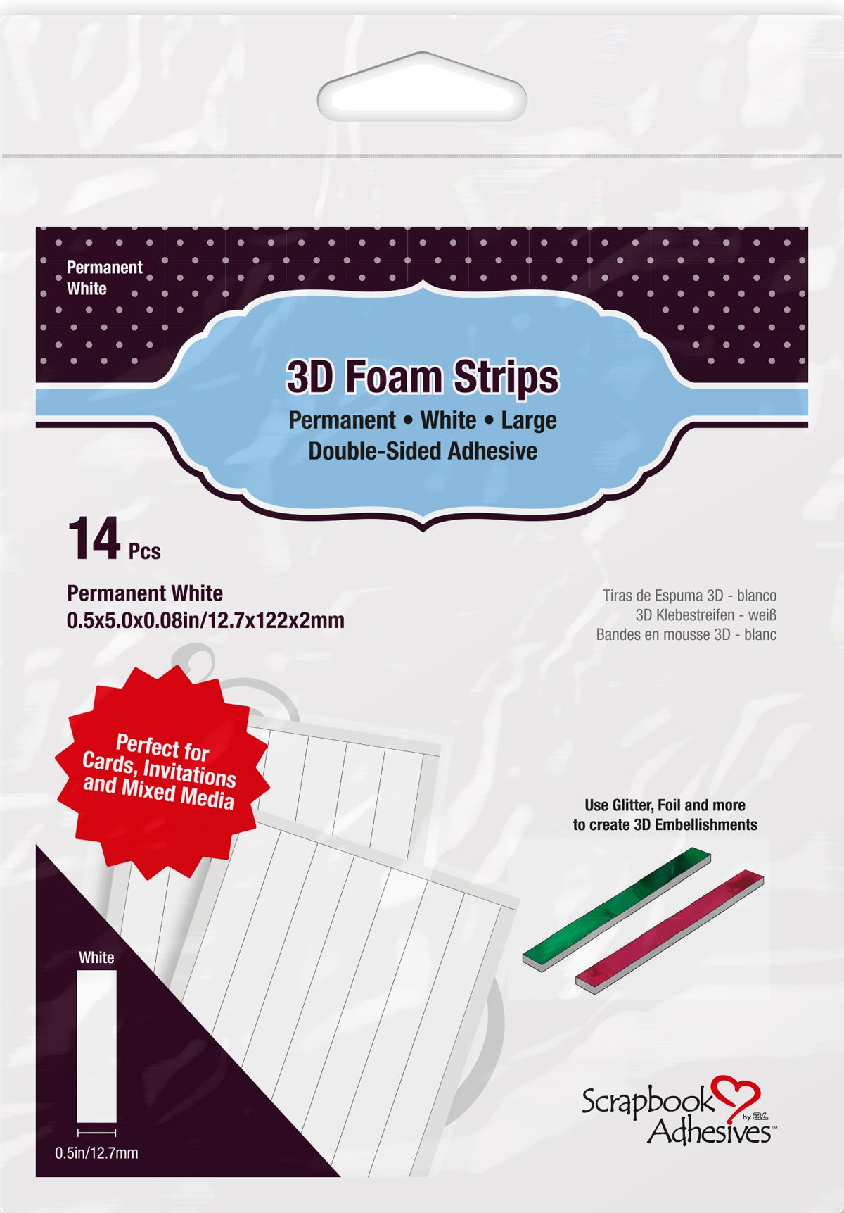 3D Foam Strips Large White - Whimsy Stamps