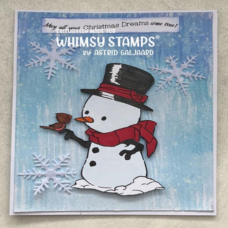 Snowman and Bird - Digital Stamp - Whimsy Stamps