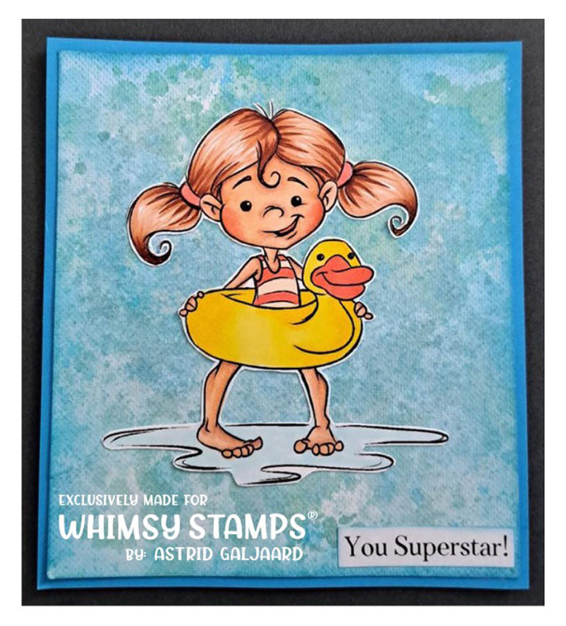Little Swimmer Girl - Digital Stamp - Whimsy Stamps