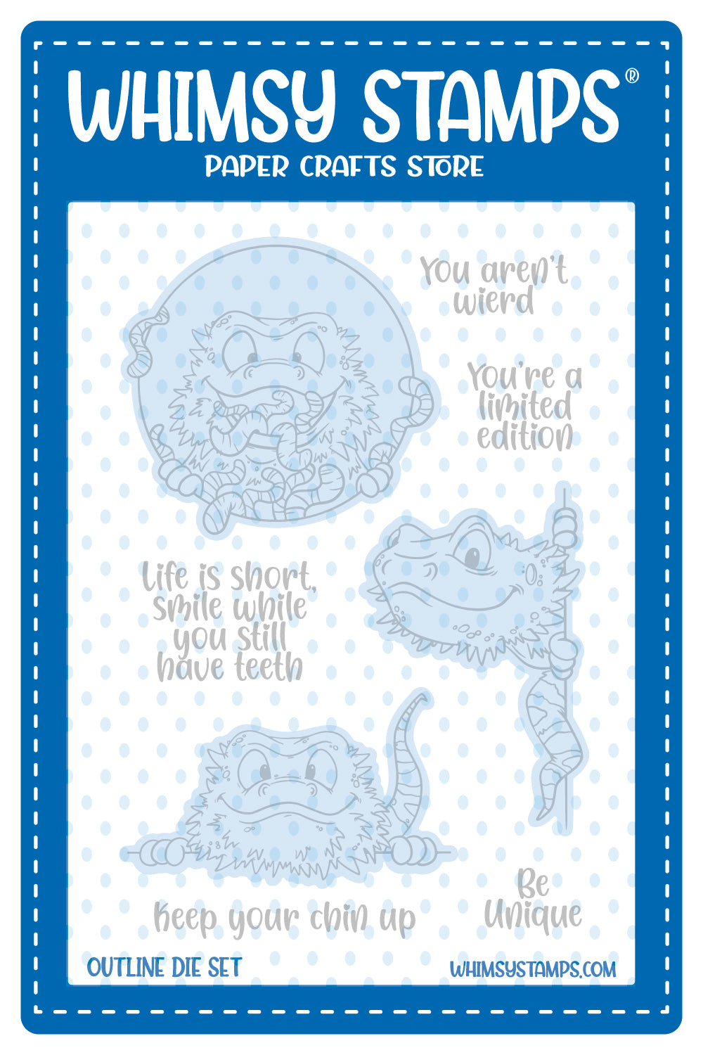 **NEW Bearded Dragon Smiles Outline Die Set - Whimsy Stamps