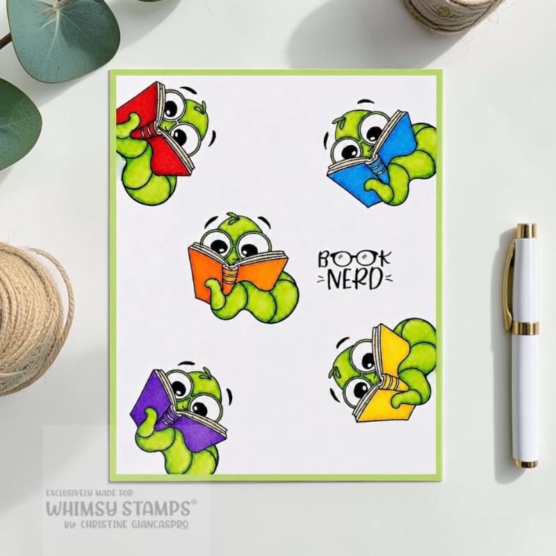Bookworm Clear Stamps - Whimsy Stamps