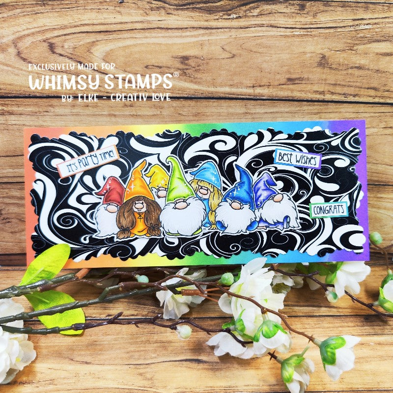 Gnome Party Row Clear Stamps - Whimsy Stamps