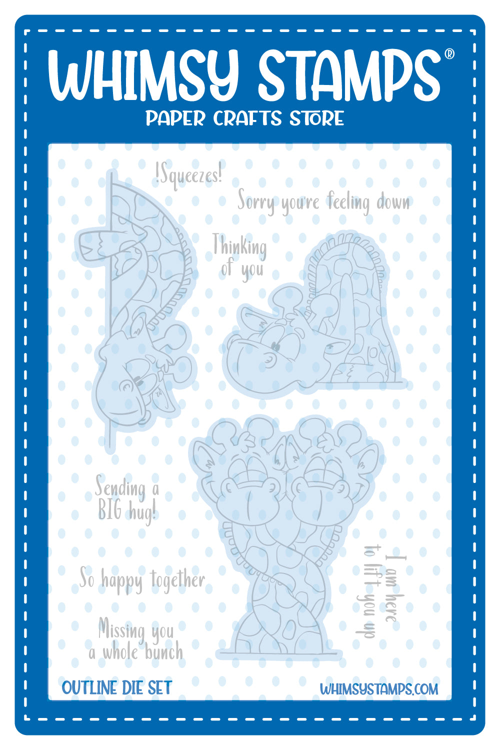 Giraffes Thinking of You Outline Die Set - Cutting Dies - Whimsy Stamps