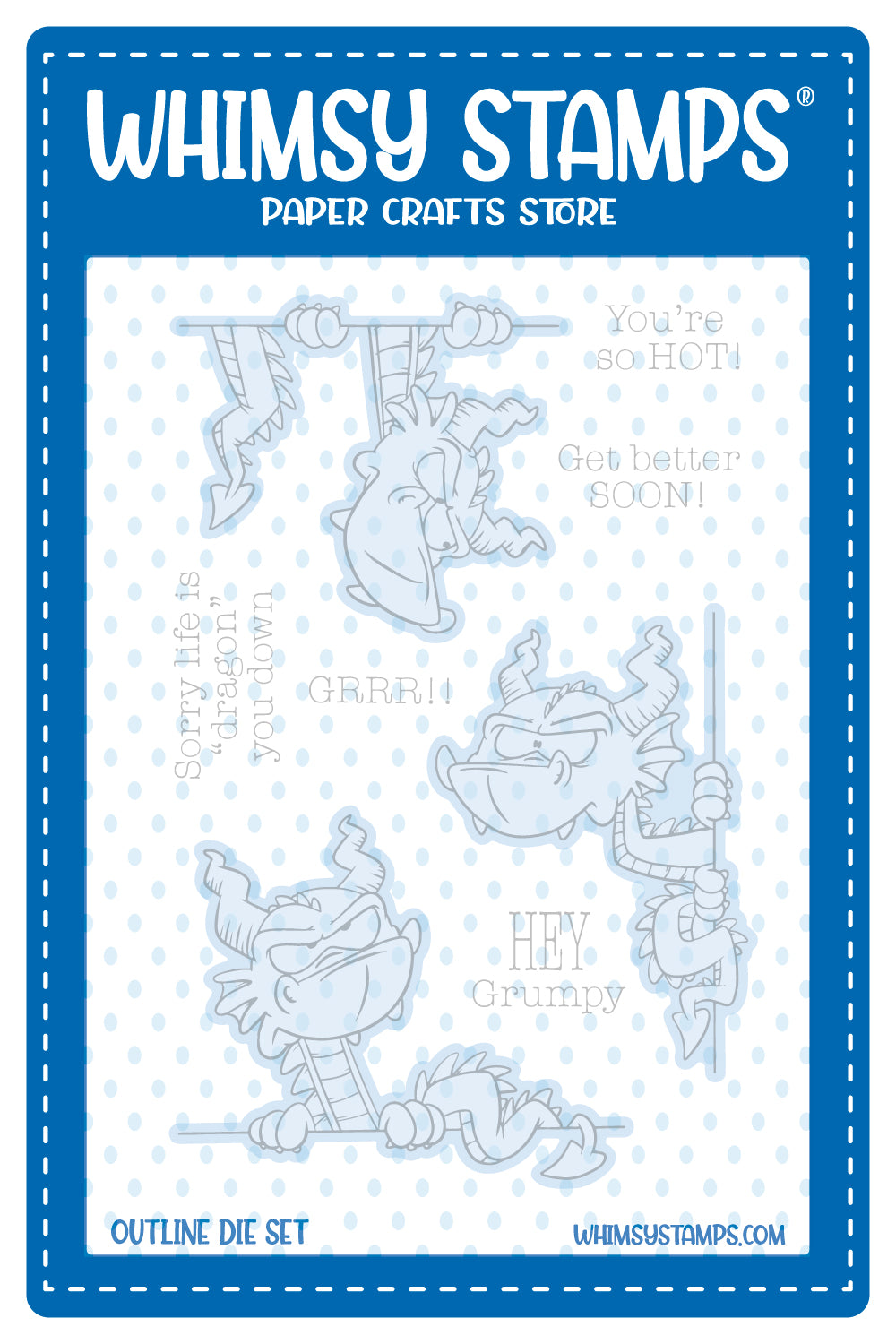 Grumpy Dragons Outlines Die Set - Whimsy Stamps