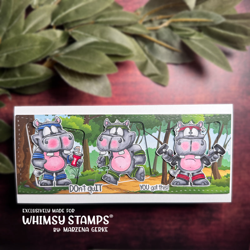 Hippo Workout Clear Stamps - Whimsy Stamps