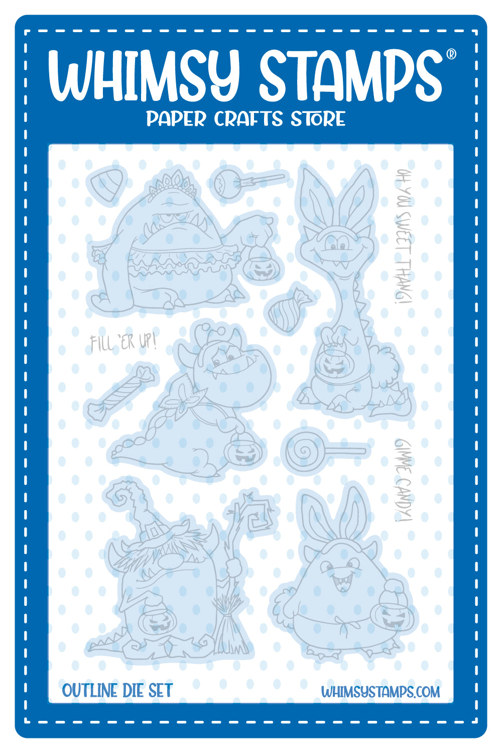 Monster Halloween Outlines Die Set - Whimsy Stamps
