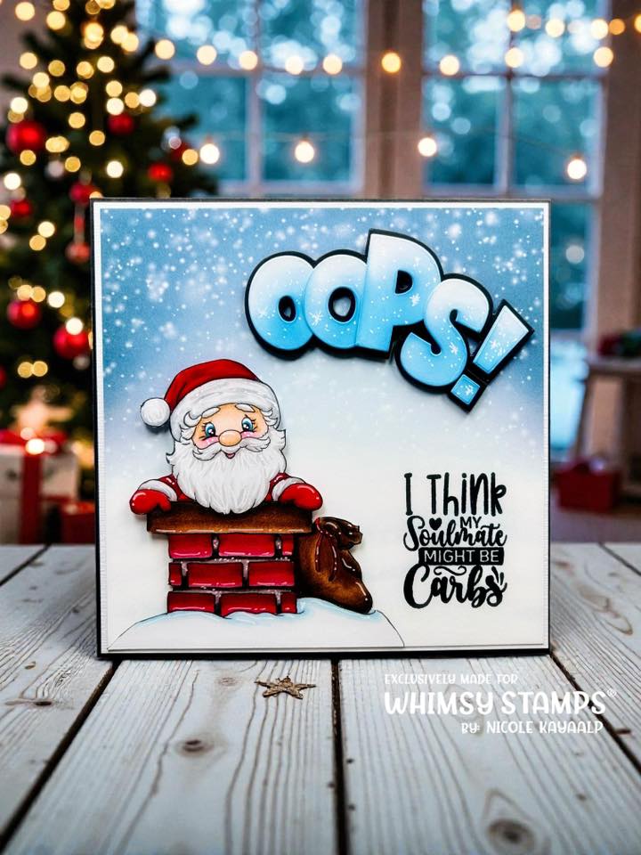 Santa Down the Chimney - Digital Stamp - Whimsy Stamps