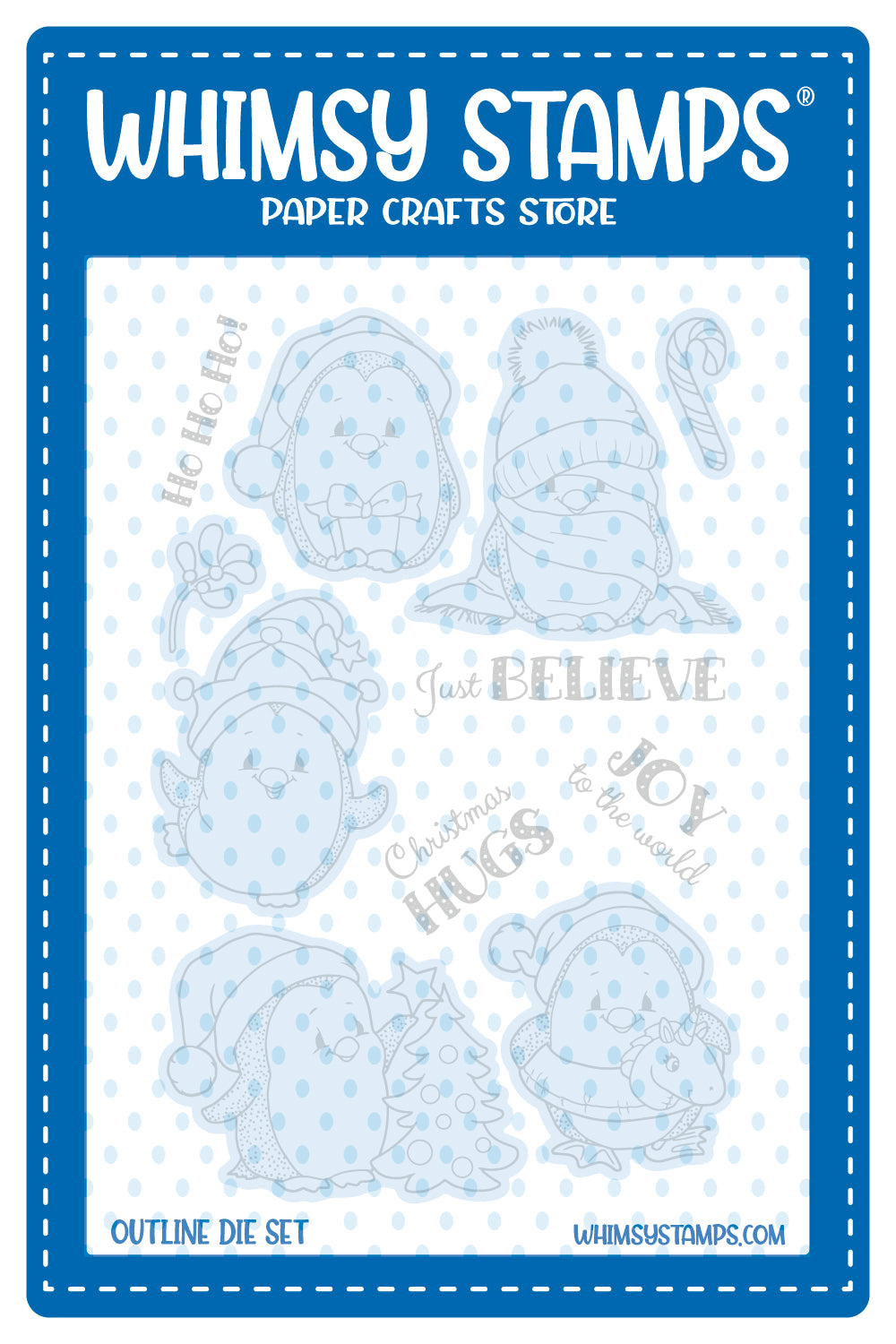 *NEW Penguin Winter Holiday Outline Die Set - Whimsy Stamps
