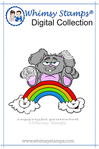 Rainbow Bunny - Digital Stamp - Whimsy Stamps