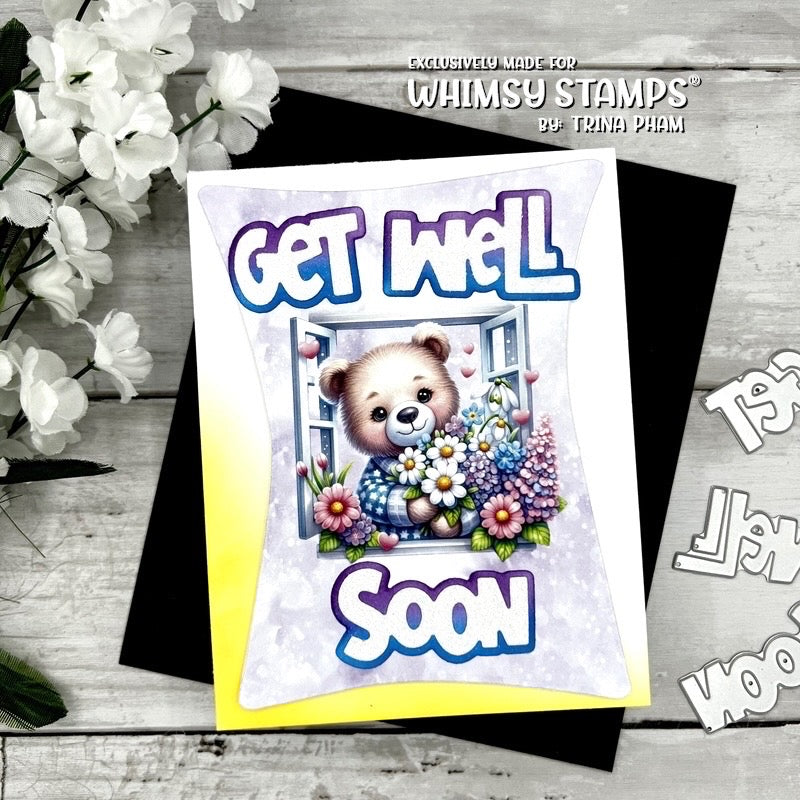 Get Well Soon Word and Shadow Die Set - Whimsy Stamps