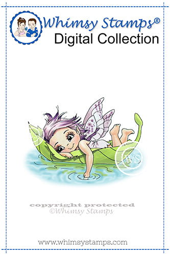 Fairy Leaf Boat - Digital Stamp - Whimsy Stamps