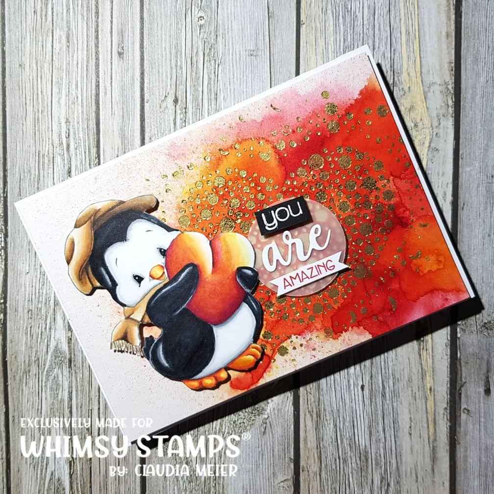 Penguin Heart Hugs - Digital Stamp