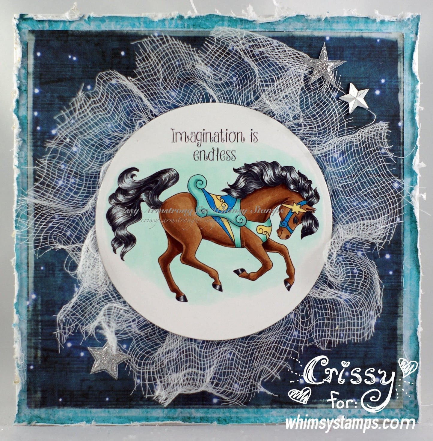 Carousel Horse Moonlit Ride - Digital Stamp - Whimsy Stamps