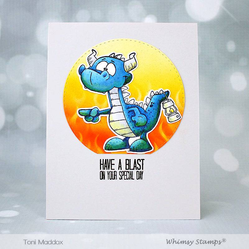 Dragon Pull My Finger Rubber Cling Stamp - Whimsy Stamps