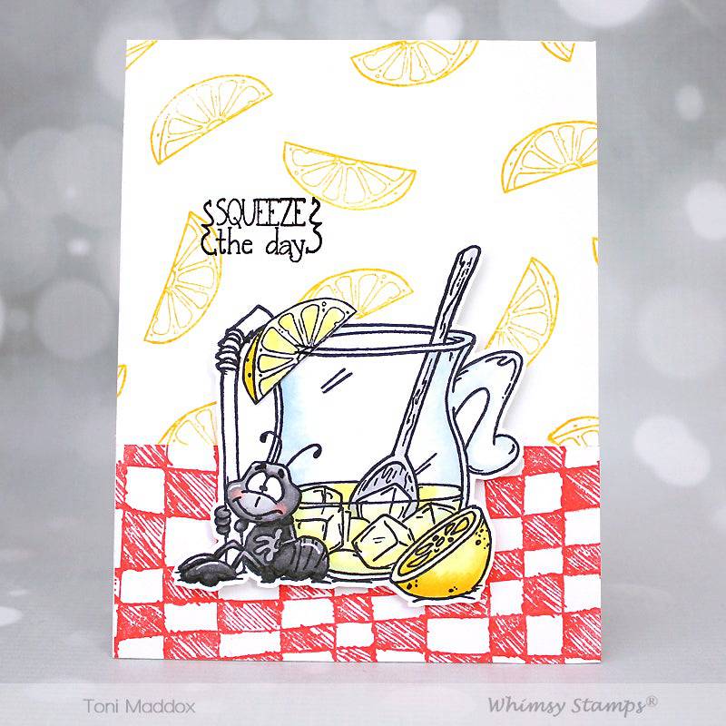 Checkerboard Doodles Background Rubber Cling Stamp - Whimsy Stamps