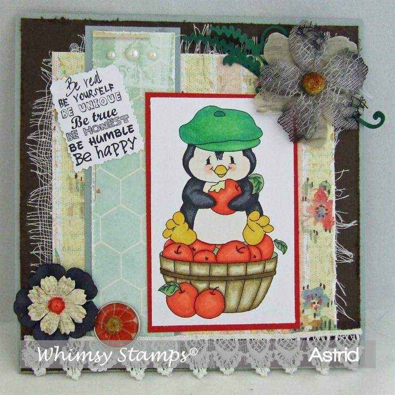 Penguin Apple Bushel - Digital Stamp