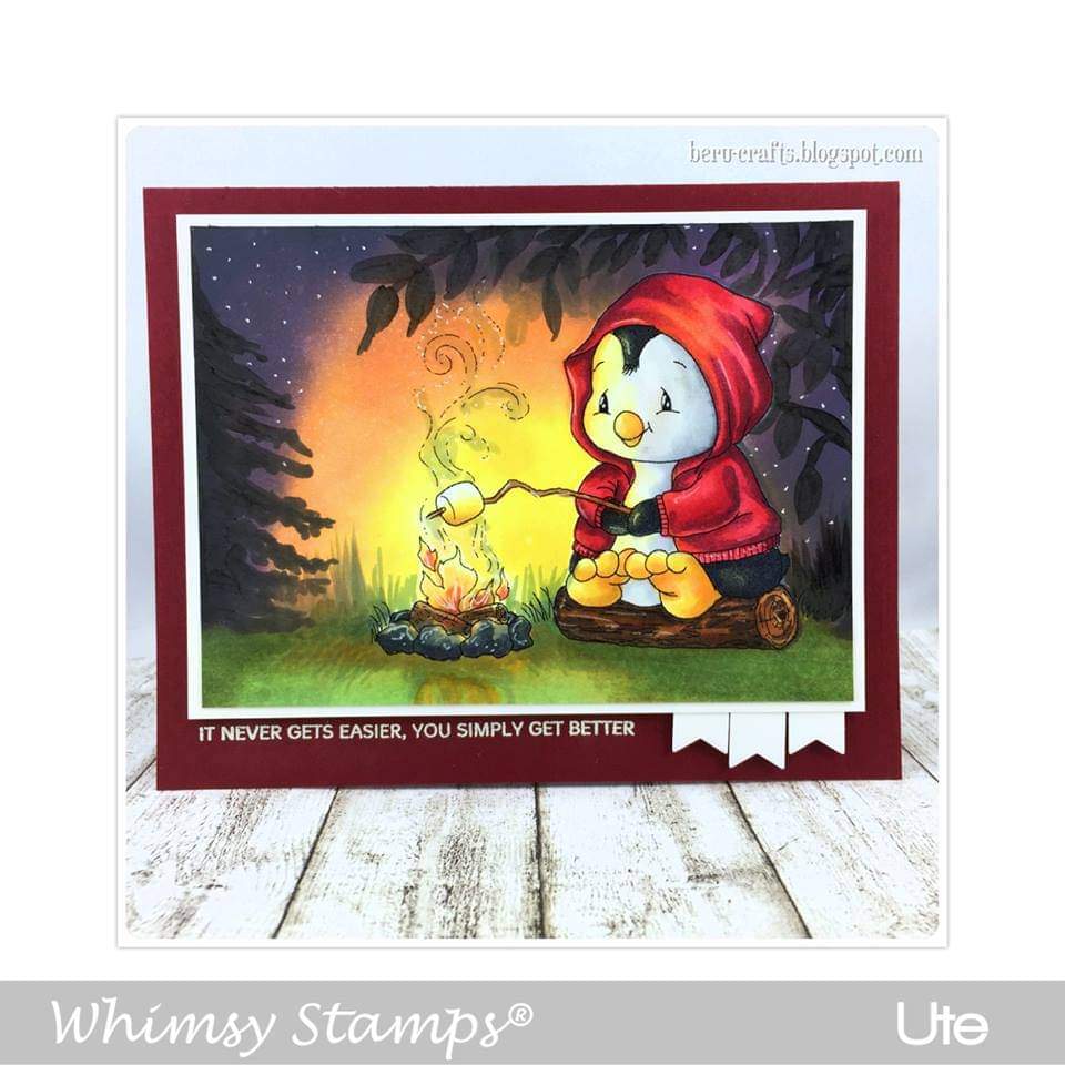 Penguin Campfire - Digital Stamp - Whimsy Stamps