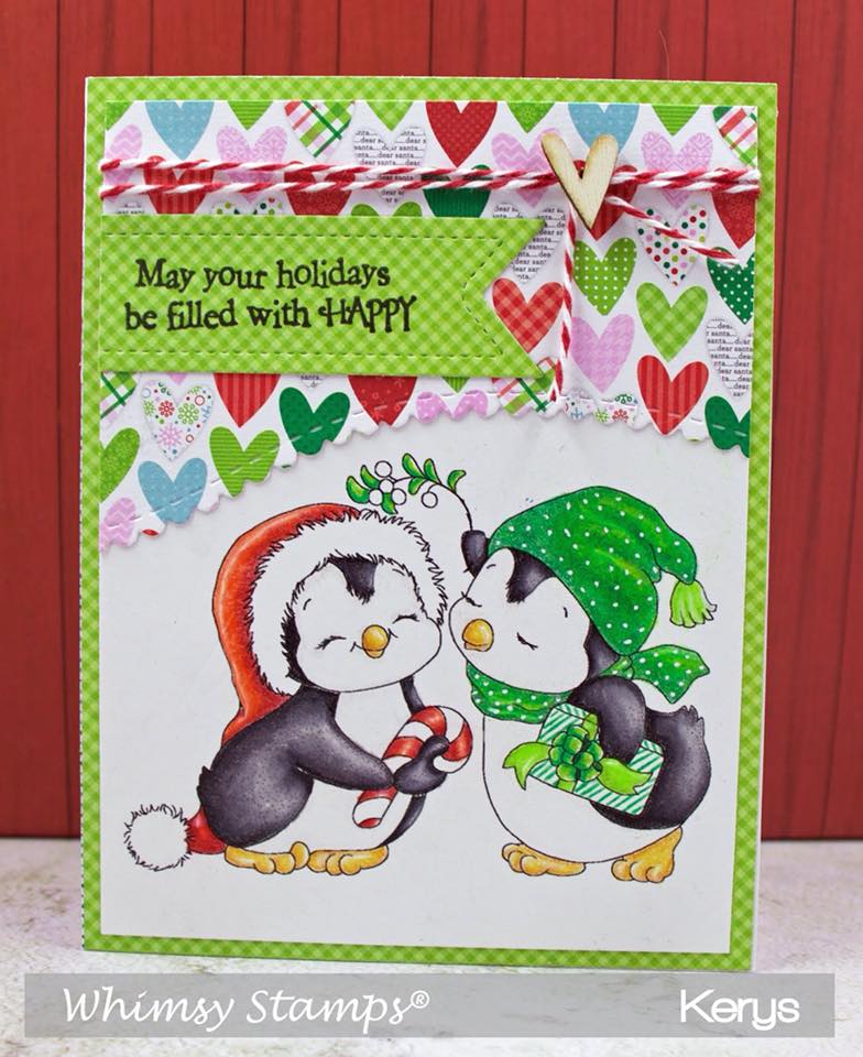 Penguins Under the Mistletoe - Digital Stamp - Whimsy Stamps