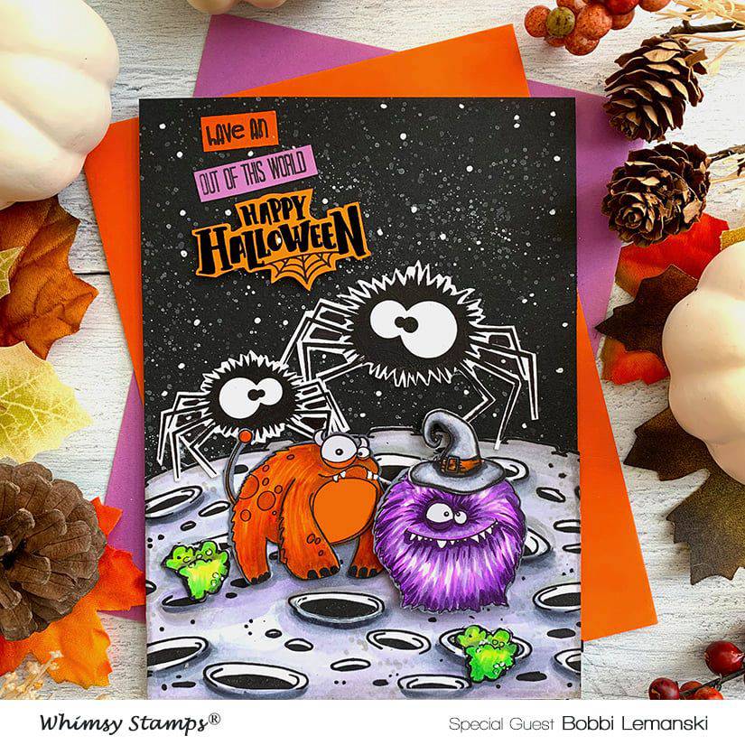 Moon Background Rubber Cling Stamp - Whimsy Stamps