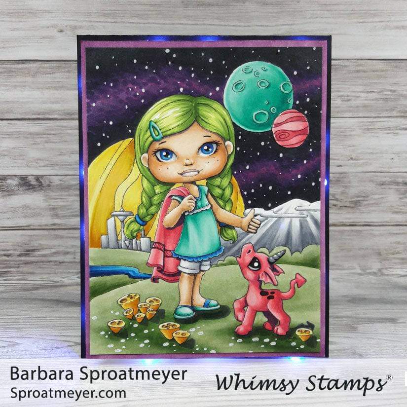 Polka Dot Pals Trillion Towel Day - Coloring Scene Digital Stamp - Whimsy Stamps