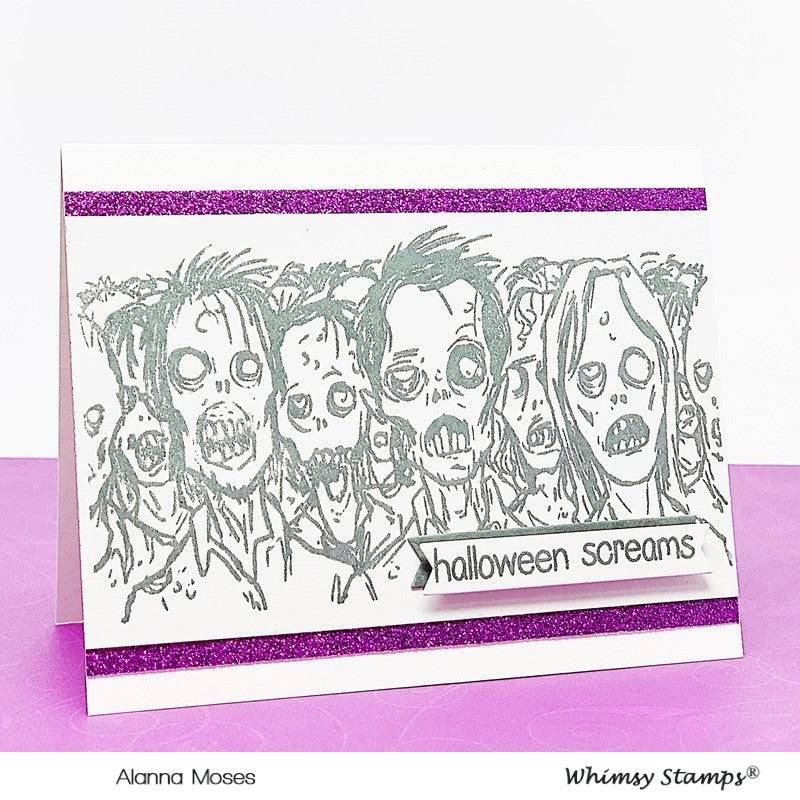 Zombie Herd Rubber Cling Stamp - Whimsy Stamps