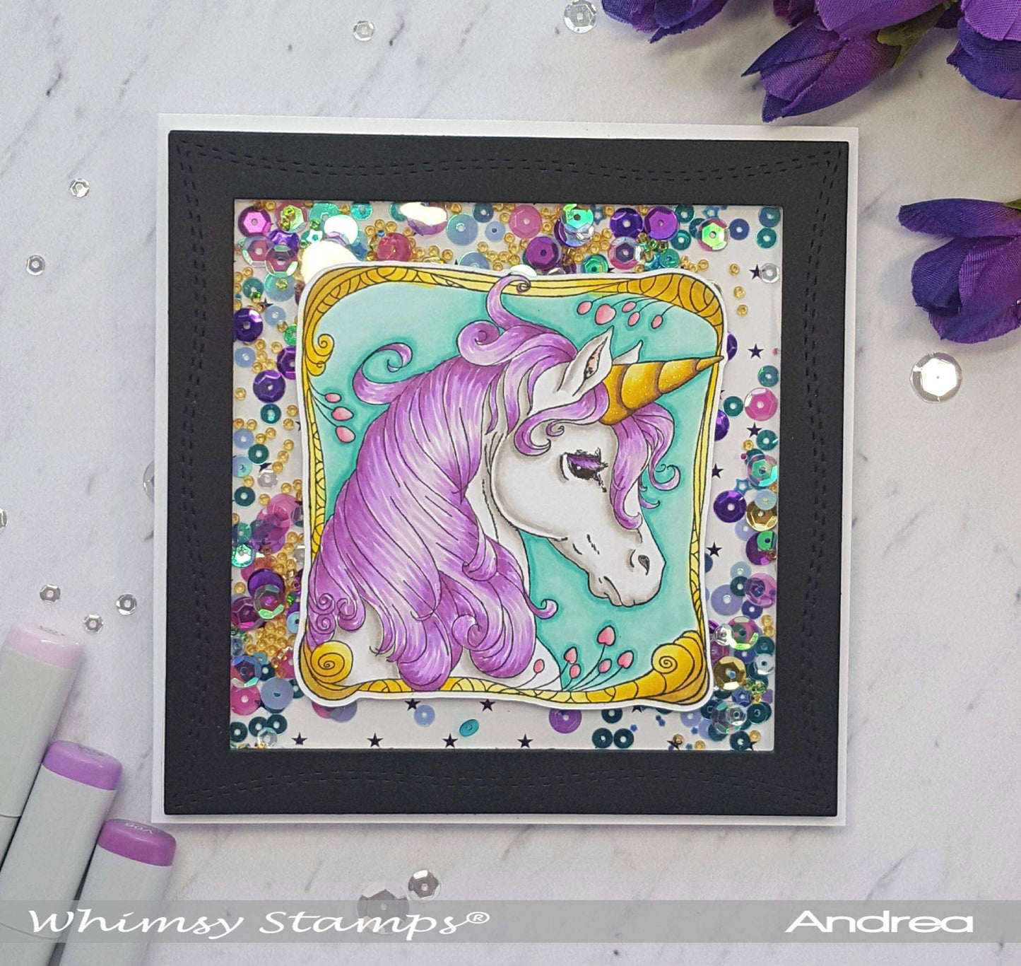 Unicorn Framed - Digital Stamp - Whimsy Stamps