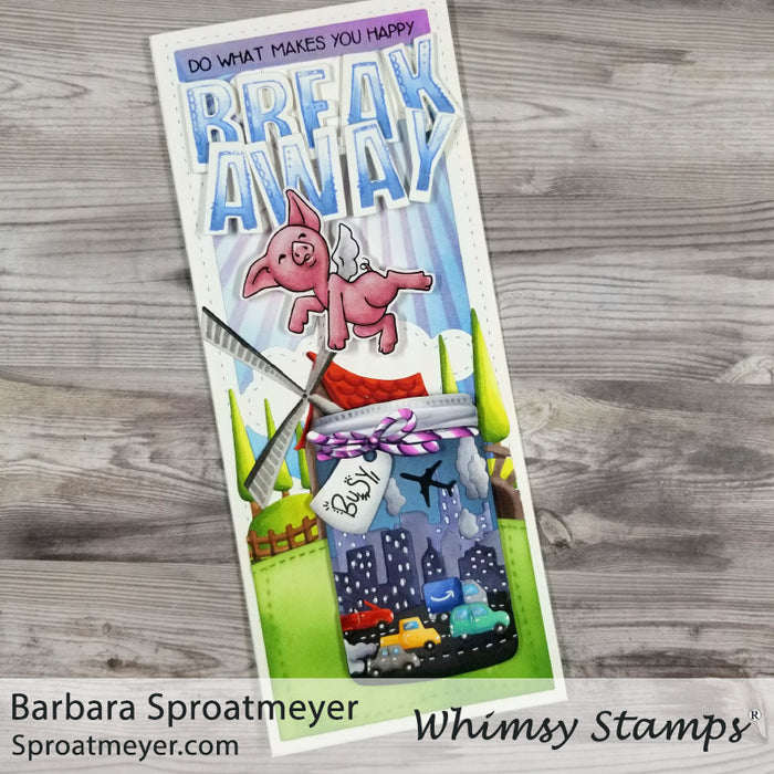 Pigs Can Fly Too - Digital Stamp - Whimsy Stamps