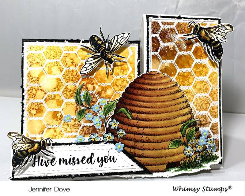 Bee-utiful Bees Rubber Cling Stamp - Whimsy Stamps