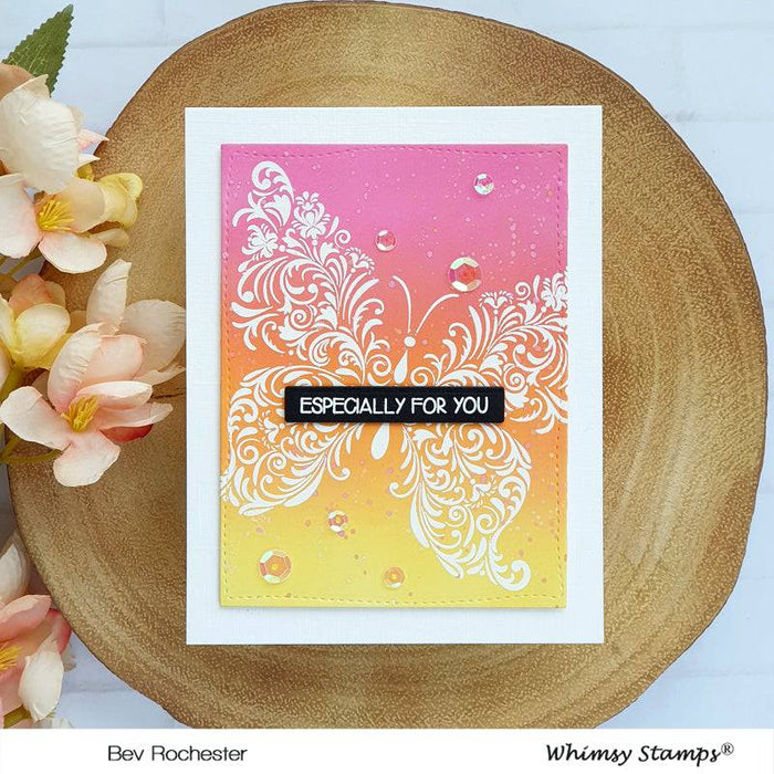 Elegant Butterfly Rubber Cling Stamp - Whimsy Stamps