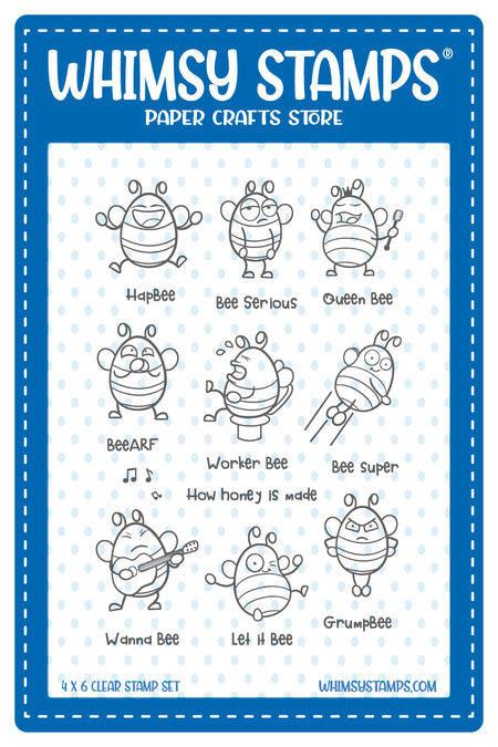 **NEW Bizzy Bees 2 Clear Stamps - Whimsy Stamps