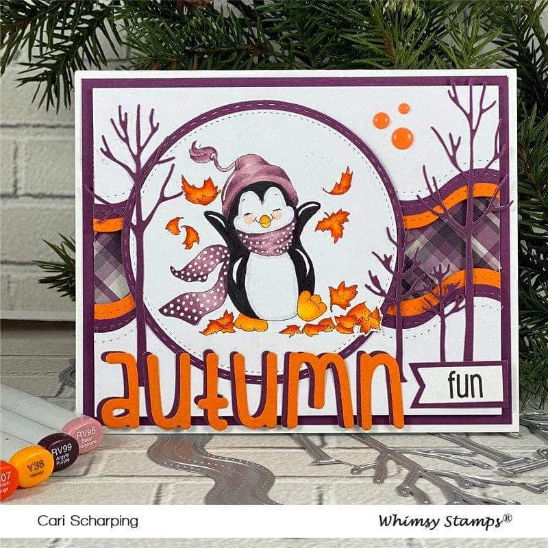 Penguin Fun in Fall - Digital Stamp - Whimsy Stamps