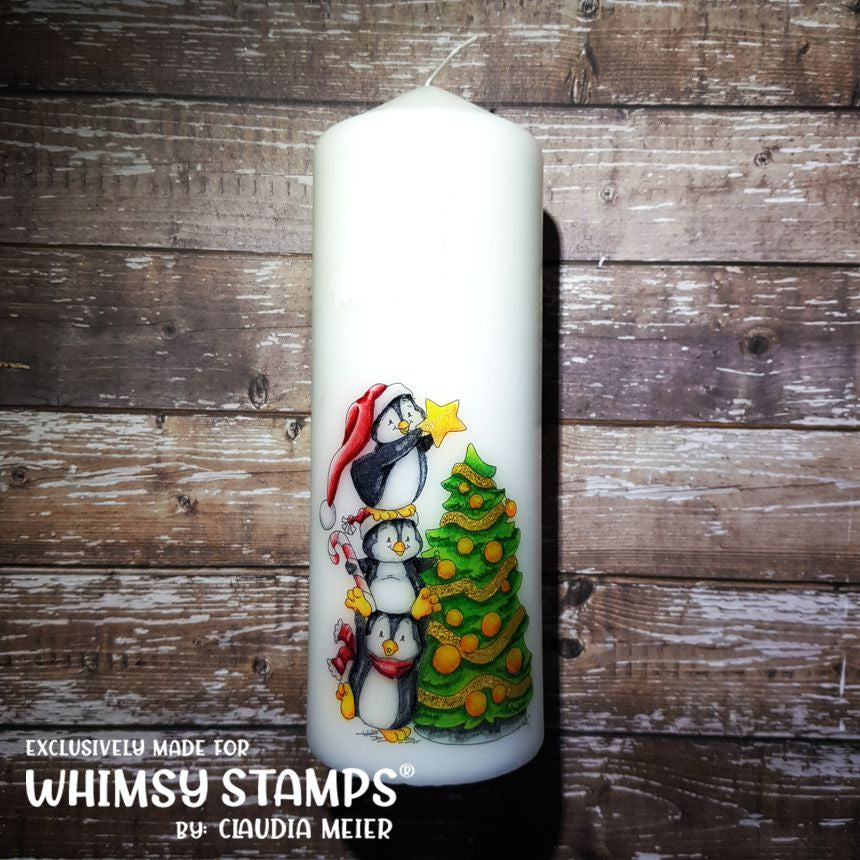 Penguins Decorate the Tree - Digital Stamp - Whimsy Stamps