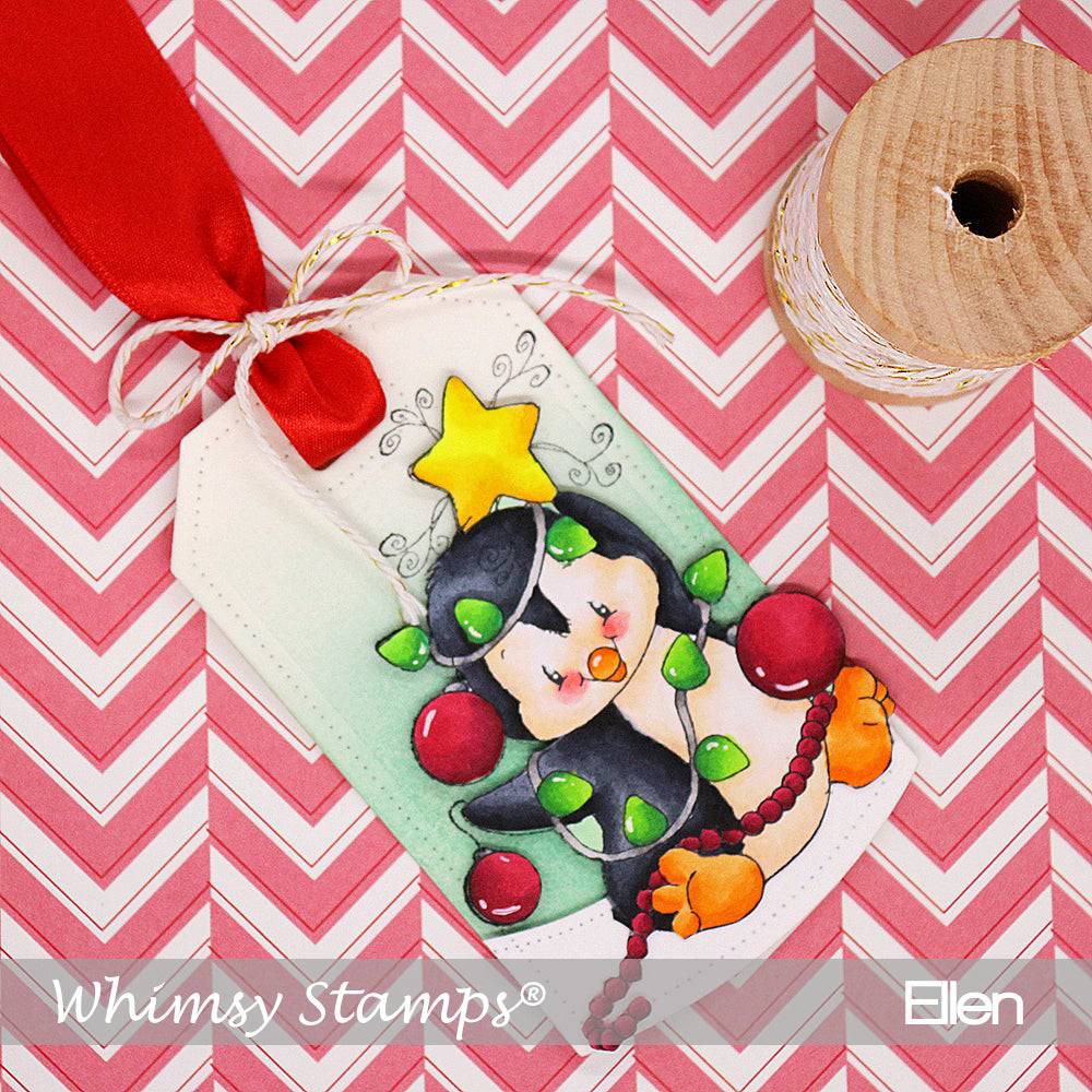 Penguin Christmas Tree - Digital Stamp - Whimsy Stamps