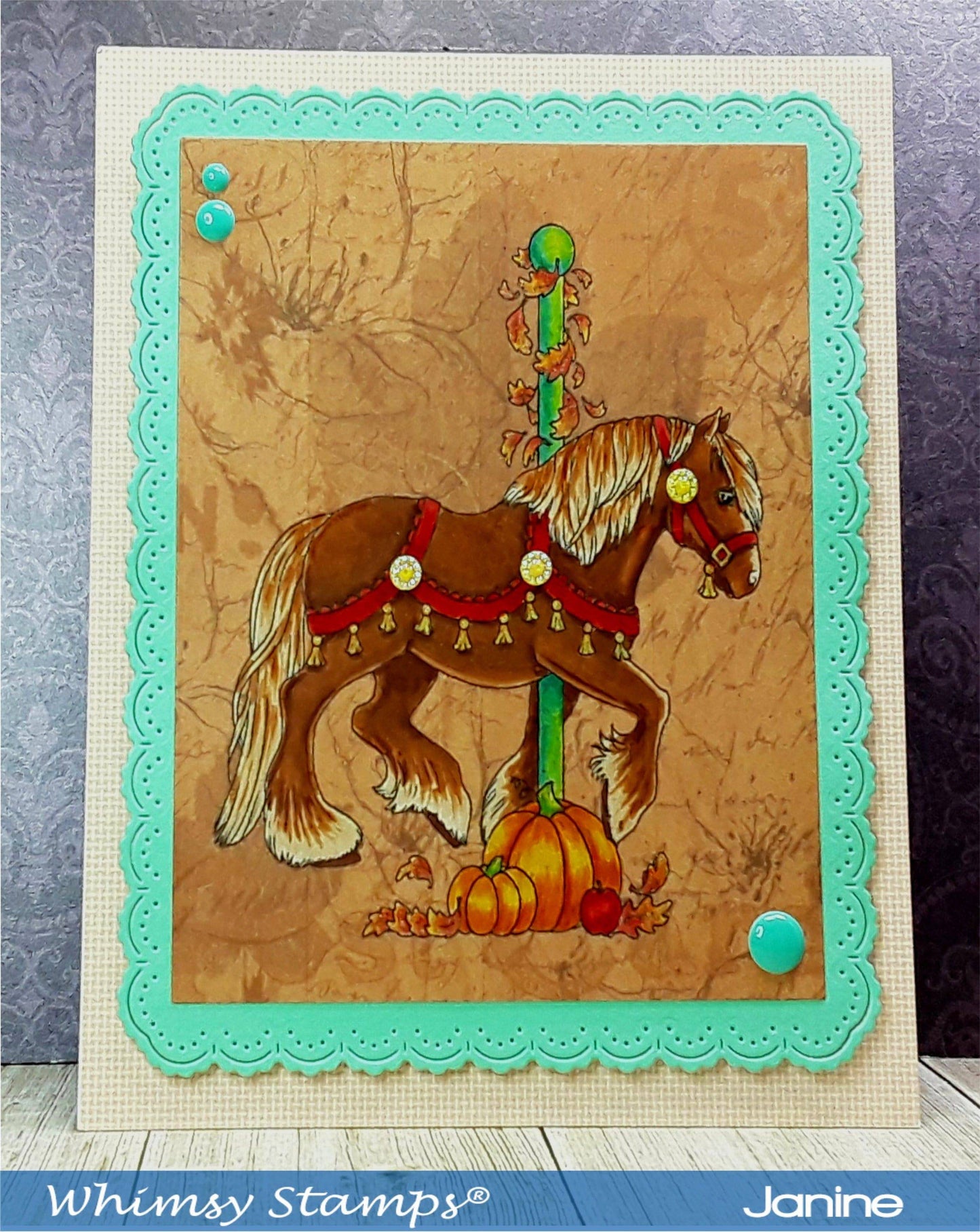Carousel Horse Autumn Harvest Ride - Digital Stamp - Whimsy Stamps
