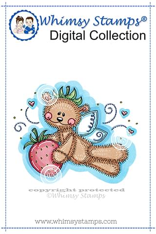 Strawberry Fairy - Digital Stamp - Whimsy Stamps