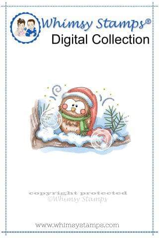 Cozy Winter Owl - Digital Stamp - Whimsy Stamps