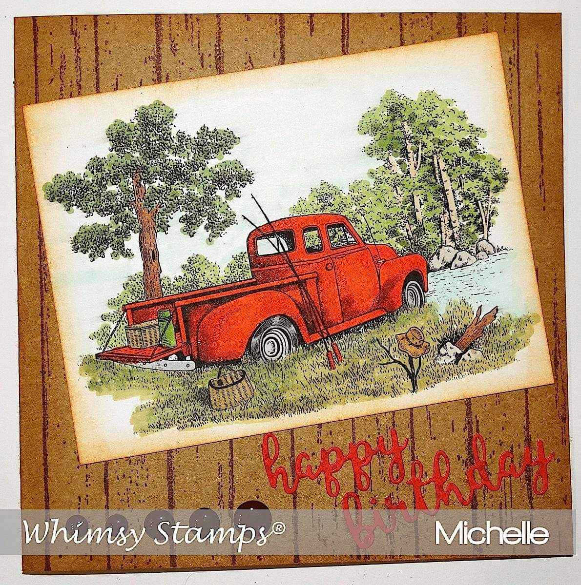 Gone Fishing Rubber Cling Stamp