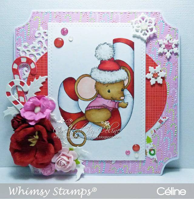 Mousey Candy Cane - Digital Stamp - Whimsy Stamps