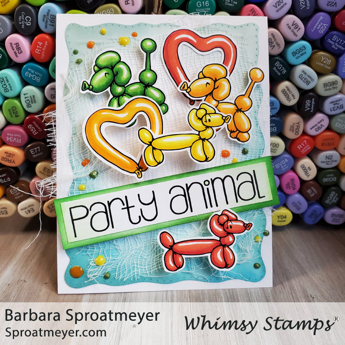 Party Animal Balloons Outline Die Set - Whimsy Stamps
