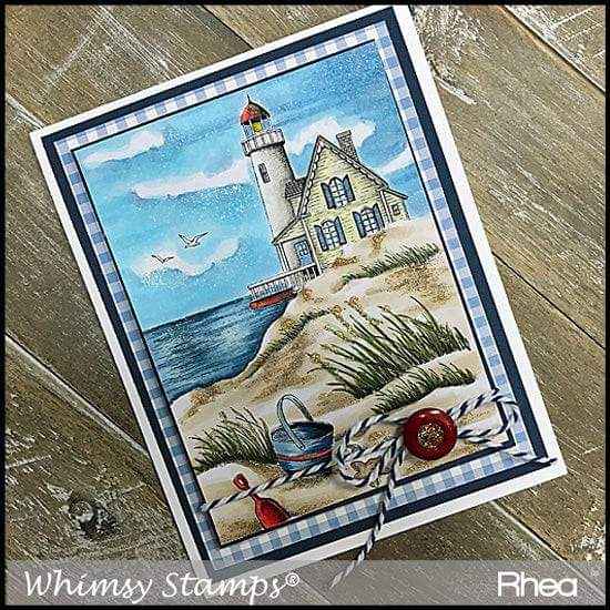 Beach Scene Rubber Cling Stamp
