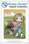 Polka Dot Pals Syeda Prairie Piglet - Coloring Scene Digital Stamp - Whimsy Stamps