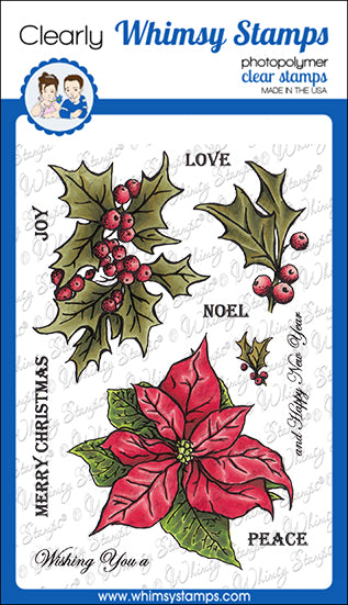 *NEW Vintage Poinsettia Clear Stamps - Whimsy Stamps