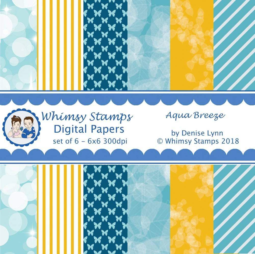 Aqua Breeze Papers - Digital Papers - Whimsy Stamps