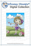 Polka Dot Pals - Atlas Chasing Butterflies Digital Coloring Scene - Whimsy Stamps
