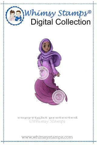 Hijab Mermaid - Digital Stamp - Whimsy Stamps