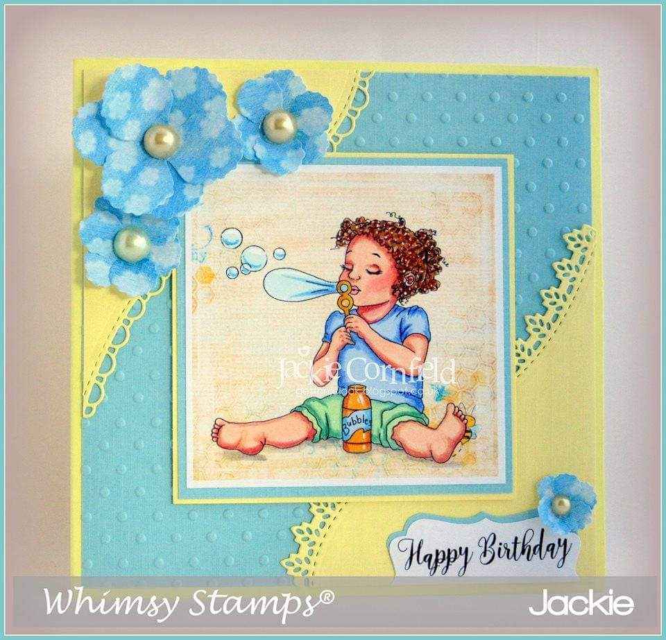 Maya Blowing Bubbles - Digital Stamp