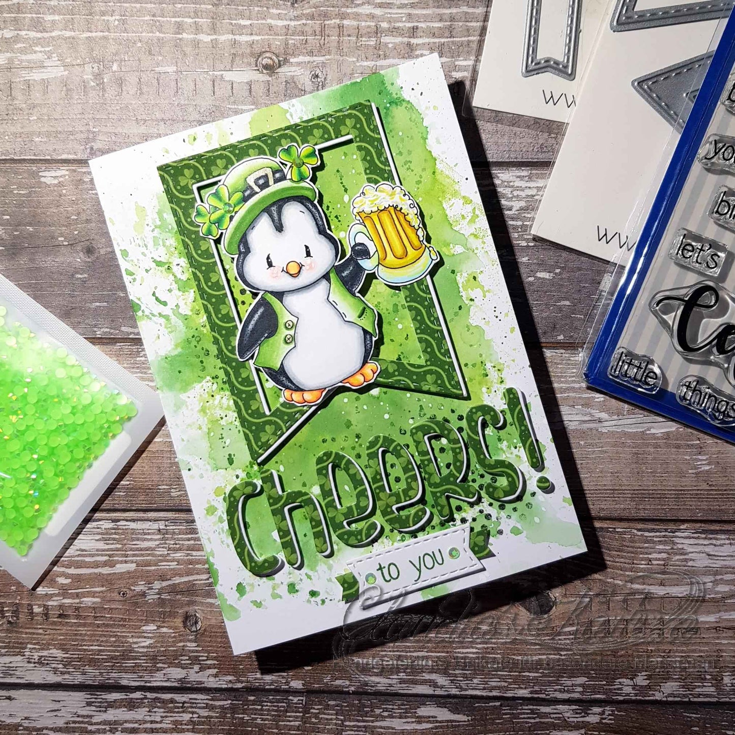 Penguin Lucky Shamrock - Digital Stamp