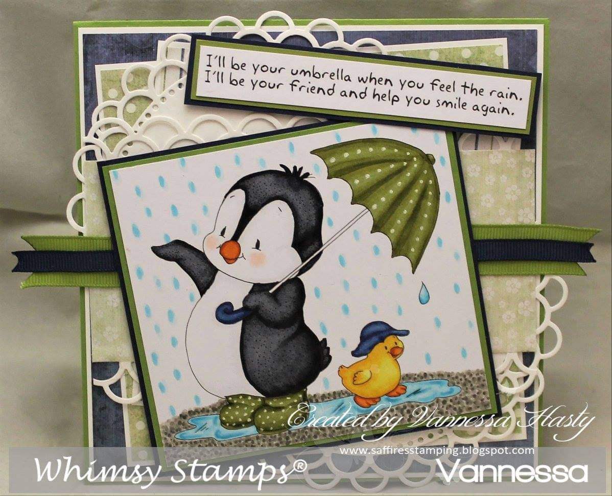 Penguin's Rainy Day - Digital Stamp - Whimsy Stamps